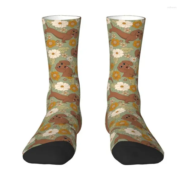 Herrensocken, modisch, bunt, Dackel, Hundekleid, Unisex, bequem, warm, 3D-gedruckt, Dachs, Wurst, Welpe, Crew