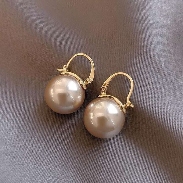 Orecchini di perle grandi coreane con ago S Sier, orecchini con fibbia per orecchie piccoli, eleganti ed eleganti, versatili