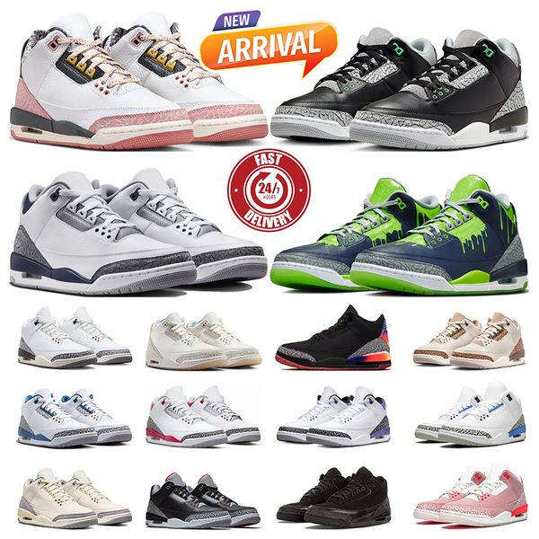 Jumpman 3 Scarpe da basket 3s Palomino White Cement Reimagined Vintage Floral Green Glow Hugo Midnight Navy Lucky Green uomo scarpe da ginnastica donna sneakers sportive