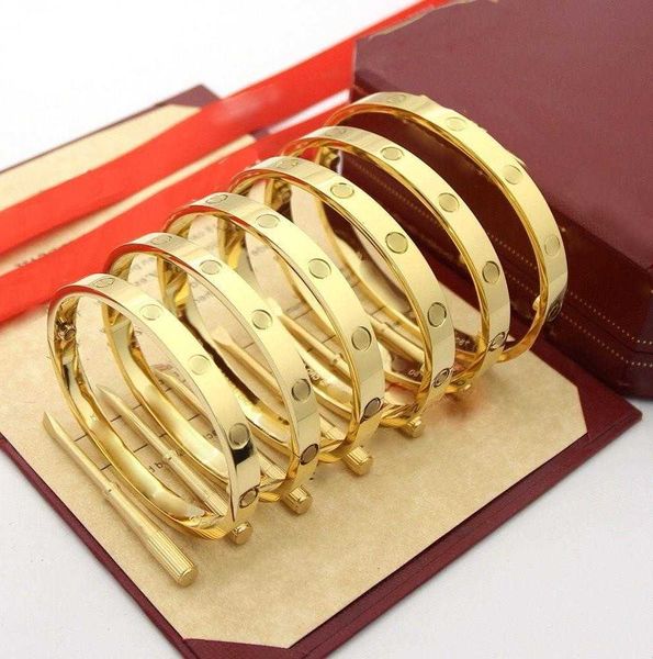 Золотой браслет серии Love для мужчин Au 750, позолота 18 K, размер 16-21 с коробкой и отверткой 5A, подарки премиум-класса, браслет для пары, удача, браслет Mmm