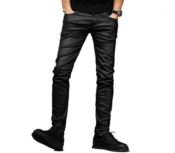 Beschichtete Herrenjeans, koreanische Mode, cool, gewachst, Wachs, Slim-Fit, Biker-Denim-Hose, Herren039s1451572