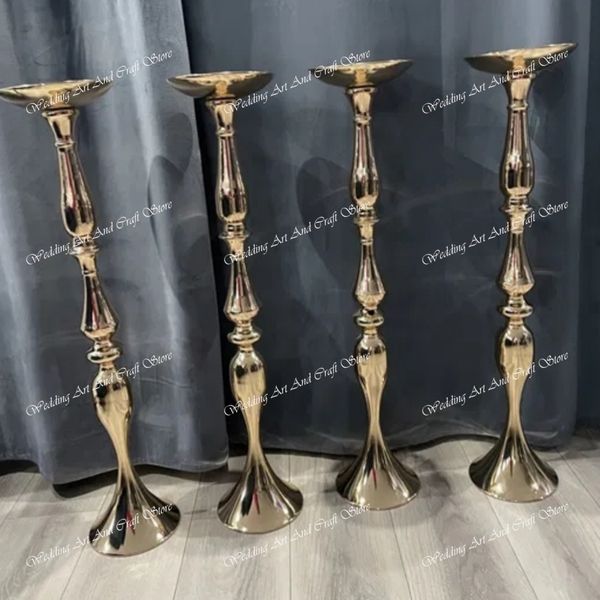 Atacado alto ouro metal alto castiçal candelabros mesa centerpieces casamento castiçal copo suporte pedestal castiçal luxo ao ar livre