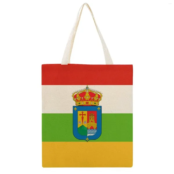 Alışveriş Çantaları La Rioja bayrağı (ceket kolları ile) tuval çanta mizah tote çift piyade paketi en kaliteli sevimli kılıf