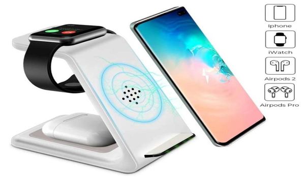 Caricabatterie wireless 3 in 1 per Iphone 12 Pro Max 11 X XS QI Caricabatterie rapidi da 10 W Cavo da tavolo meno Dock di ricarica Adatto per Apple Watch 654 Air8542198