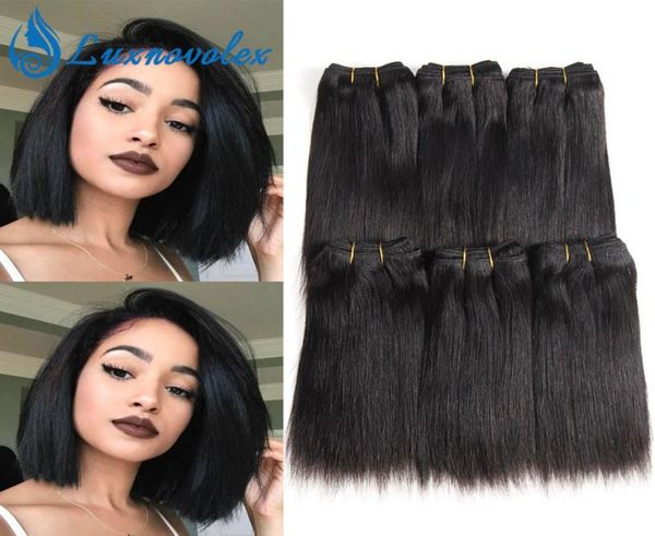 Capelli brasiliani lisci 6 pacchi onda del corpo onda profonda ricci crespi capelli corti fasci di tessuto estensioni dei capelli umani 8 pollici 50g3232370