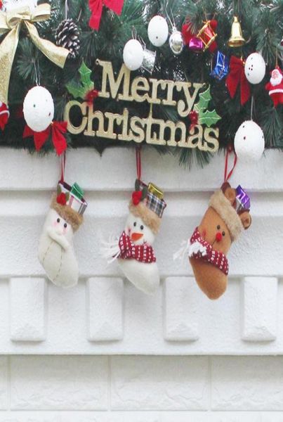 Meias de natal feitas à mão artesanato crianças doces presente saco de papai noel boneco de neve veados meias meias decoração da árvore de natal brinquedo gift8420540