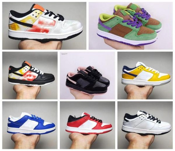 2022 Designer Crianças Juventude Sean Clivers x SB Low Sneaker Férias Especial Psíquico Azul Metálico Ouro Cerâmica Preto Rosa Nori Veneer G4796021