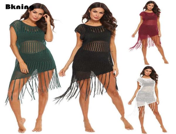 Frauen Strand Cover Up Große Kleider Lange Quaste Tunika Badeanzug Coverups Wrap Schwarz Schwimmen Sommerkleid 2021 Plus Größe S XL X07269448150