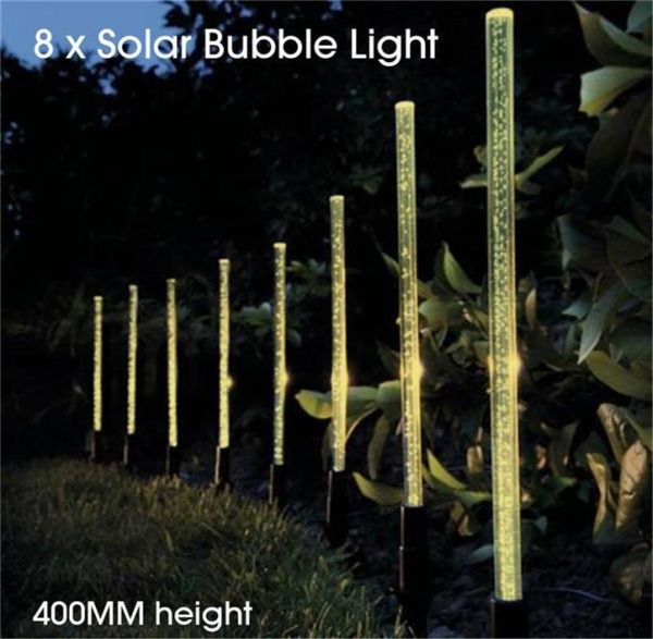 Solarlampen 8 stücke Power Tube Lichter Acryl Blase Weg Rasen Landschaft Dekoration Garten Stick Stake Licht Lampe Set8430147