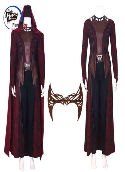 Costume a tema L'intero vestito Scarlet Cosplay Witch Wanda Vision Come Mask Outfit Halloween Carnival Suit Custom Made L2207141000290