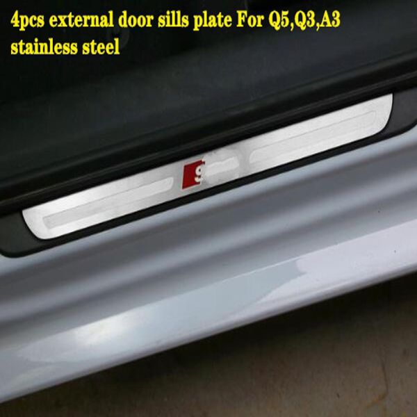 Placa de proteção para soleiras de porta de carro, aço inoxidável de alta qualidade, 4 peças, placa decorativa de pedal, barra de proteção de limite para q5, q3, a38926600