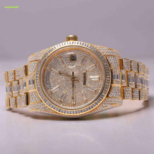 Funkelndes Bling, riesiges Zifferblatt, mechanisch, glamouröse Iced Out-Unisex-Lünette, luxuriöse Hip-Hop-Armbanduhr mit Diamant-Moissanit und individuell anpassbar