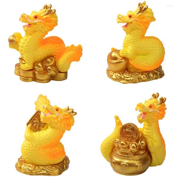 Decorações de jardim 4 pcs ornamentos de mesa de carro decorativo estátuas de dragão chapéu de resina figura animal brinquedos estatueta casa