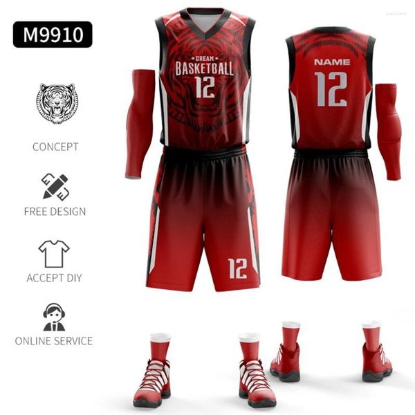 Erkek Trailsuits 2024 Yaz Baskı Basketbol Üniformaları Kişiselleştirilmiş Özel Gençlik Takım Kulübü Jersey Seti Plus Boyut Kıyafet