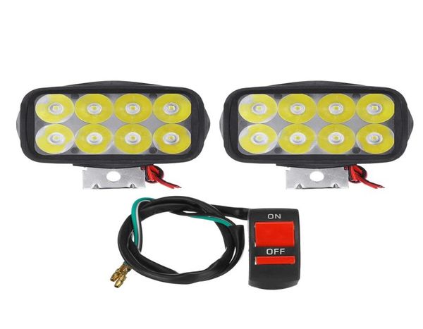 12V 12W Motocicleta LED Faróis 1200LM Holofotes Super Bright Fog Spot Lamp Luzes de condução auxiliares à prova d'água Farol com O8573957