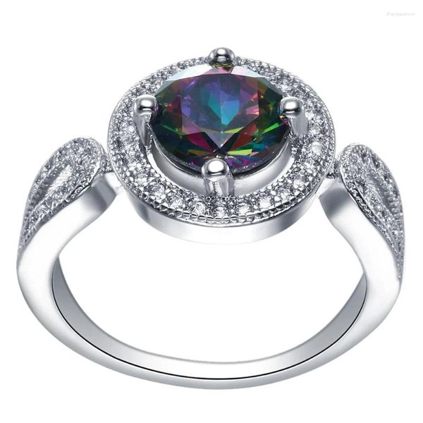Anéis de cluster luxo lindo mulheres jóias redonda corte mix cor zircon borboleta nupcial para casamento anel de noivado conjunto presentes
