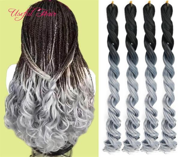 Onda grande Bouncey encaracolado mar corpo trança extensões de cabelo 24 polegadas Crochet tranças longas extensões de cabelo sintético Ombre encaracolado com blo3131977