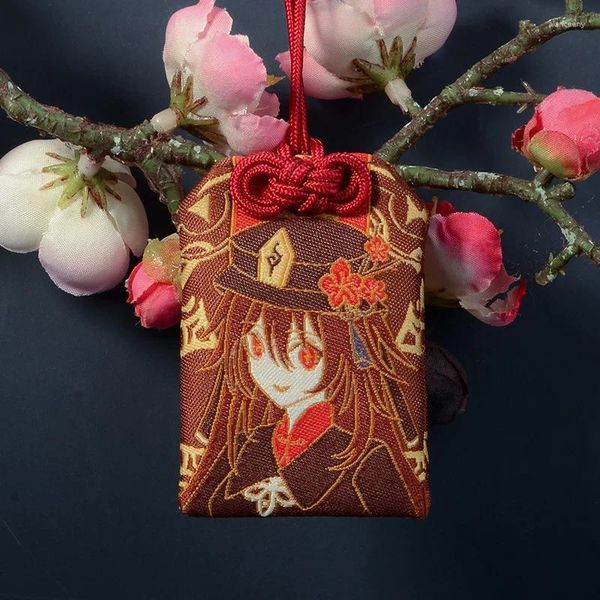 Schlüsselanhänger Genshin Impact Anime Keadehara Kazuha Childe Kreative Stickerei Pray Fortune Omamori Anhänger Glück Amulett Kimono Geschenke