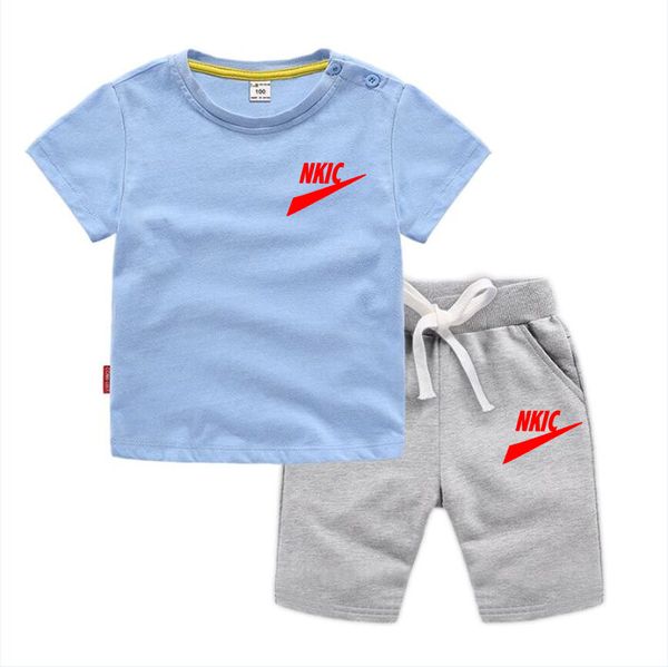 Nova moda verão roupas da menina do bebê crianças esporte marca logotipo prin camiseta shorts 2 pçs/set criança traje meninos roupas crianças agasalhos