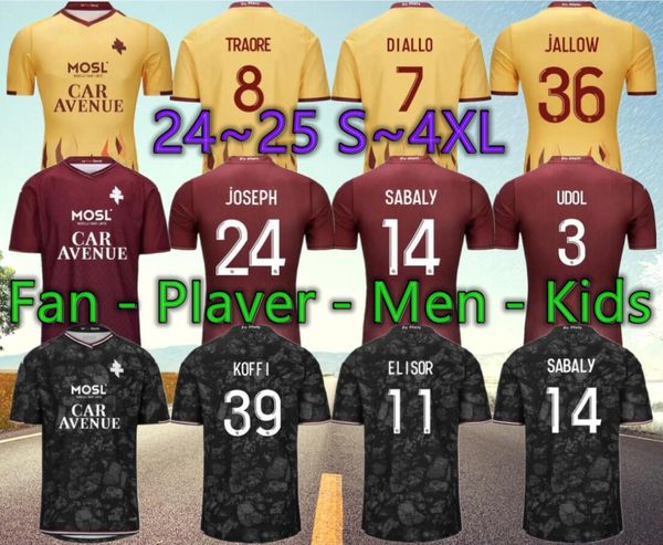 23 24 FC Jerseys de futebol Metz Mikautadze Jallow 2023 2024 Maillot de Foot Maziz Udol Yade Joseph Danley Sabaly Home Away Away