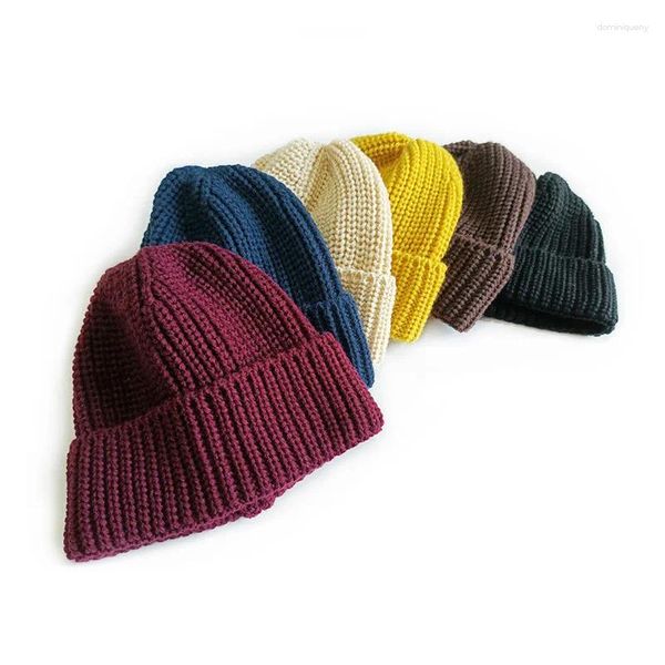 Berets Winter Hüte Für Kinder Mädchen Jungen Beanie Gestrickte Hut Bördeln Motorhaube Solide Weiche Lässig Warm Halten Kinder Baby kappe