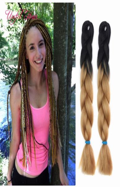 Marley pacotes de cabelo 24 polegadas Jumbo TRANÇAS SINTÉTICAS trança hari dois tons ombre cor crochê extensões caixa de crochê trançae9300274