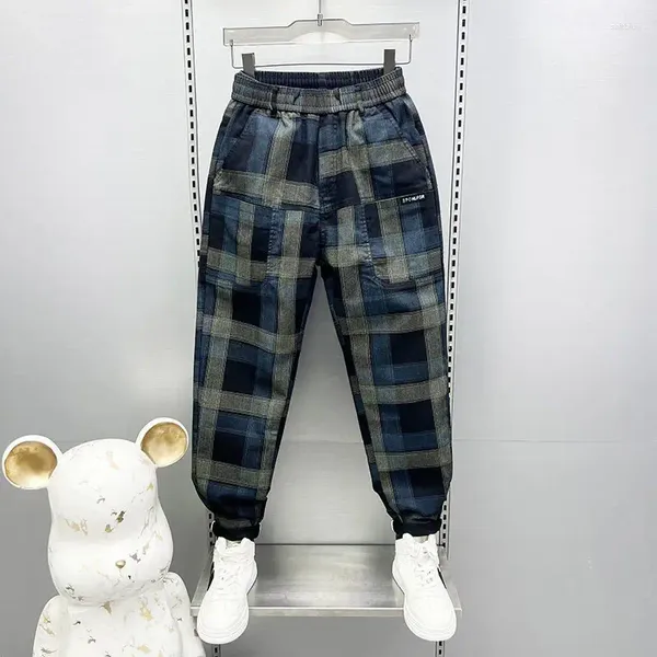 Pantaloni da uomo Abbigliamento uomo Tasche primaverili Scozzese vintage Tendenza dritta Moda coreana Jeans Pantaloni larghi casual Homme