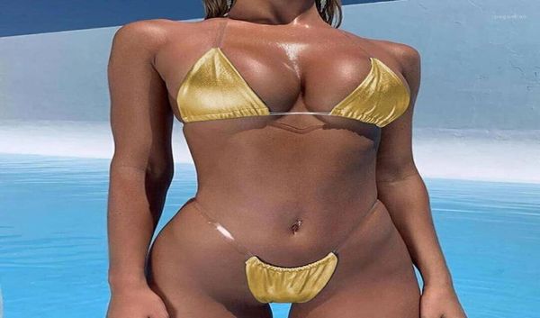 Trägerloser sexy Tanga-Bikini, Tanga-Mini-Badebekleidung, Damen-Badeanzug, Gold-Silber, brasilianischer Bikini-Set 2020, Badeanzüge 11012790