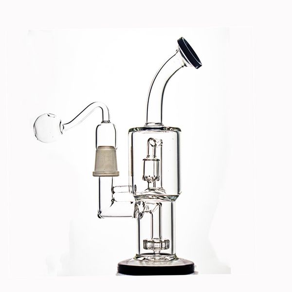 1 шт. Dab Rig Bong Кальяны Двухслойная матрица фильтрации Perc Стакан Водяной Бонг с курительной чашей 30 мм Стеклянная трубка масляной горелки