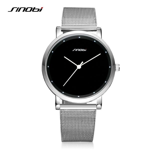 SINOBI Orologi da polso da uomo Moda semplice orologio al quarzo maschile di Ginevra Orologio casual in acciaio inossidabile Nero Montres Hommes Drop 307y