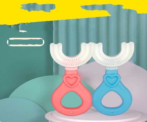 Spazzolino da denti in silicone per bambini Massaggiagengive Bambini Spazzolini da denti a forma di U da 360 gradi Morbidi denti per bambini Pulizia orale 20220302 Q26558687