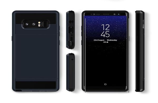 Custodia per telefono con slot per scheda scorrevole per Samsung Galaxy S8 S9 Plus S7 S6 Edge Note 8 Custodie posteriori in silicone TPU ibrido in plastica Cover7994271