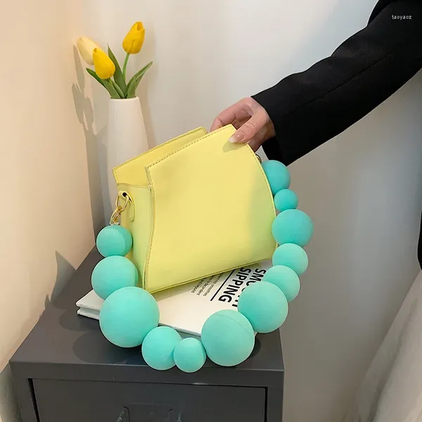 Schultaschen Frühling Sommer Nische Persönlichkeit Handtasche Qualität Gelb Pu Leder Umhängetasche Geometrische Form Schulter Weiblich