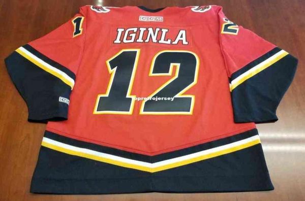 Bütün özel jarome iginla vintage ccm ucuz hokey forması kırmızı erkek retro forma9278364