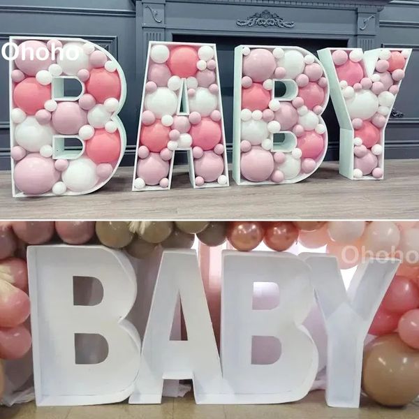 73 cm Baby Shower Lettera Palloncino Cornice Scatola Mosaico Decorazione festa di compleanno Palloncini nuziali Alfabeto Riempimento Stand Fondale fai da te 240222