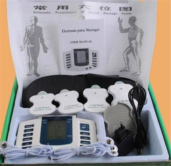 JR309 Stimolatore elettrico Full Body Relax Terapia muscolare Massaggiatore Electro Pulse TENS Agopuntura 4pads6084602