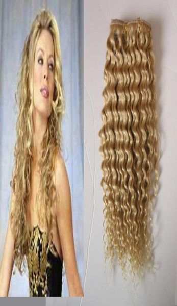 613 Kinky Curly Clip In Human Hair Extensions Бразильские волосы Remy 100, 8 шт. в комплекте 613 Светлые девственные волосы 100gSet1039477