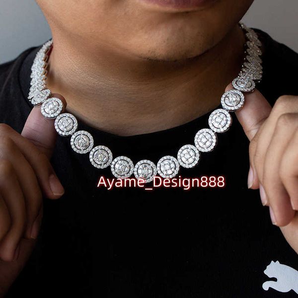 Masculino jóias pesadas colar de diamante hip hop 925 prata esterlina 13mm corrente de tênis gelado vvs moissanite link corrente colar pulseira