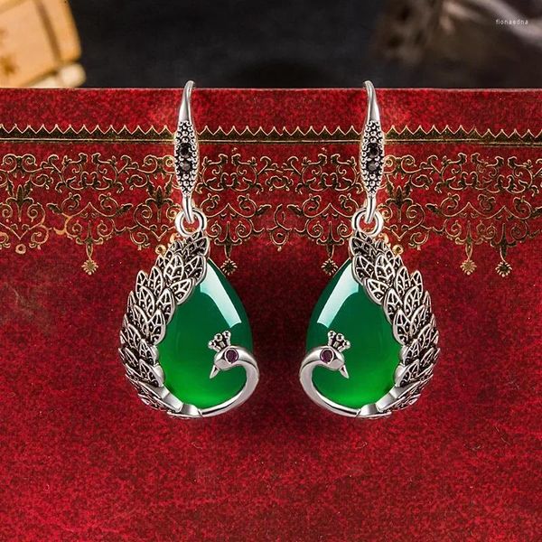 Orecchini pendenti DIWENFU Solido argento 925 Sterling Smeraldo Orecchino di goccia per le donne Aros Mujer Oreja Verde Pietra preziosa Orecchini Ragazze