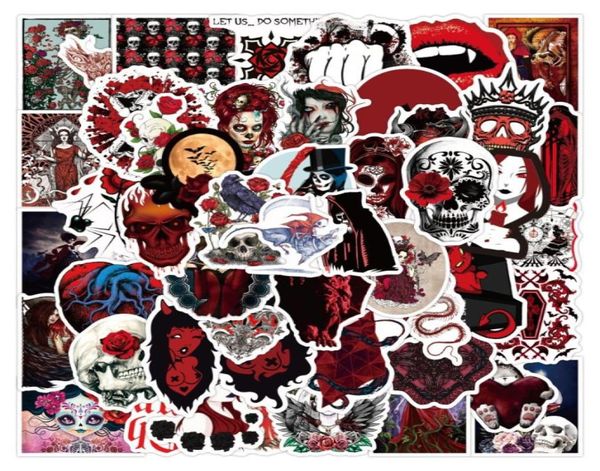 50pcslot Western Style Klasik Serin Koyu Kırmızı Gotik Punk Stickers Graffiti Sticker Notebook kaykay araba çocuklar hediye oyuncak kollek5149504
