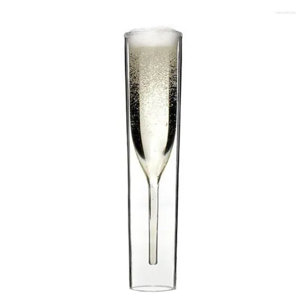 Bicchieri da vino 2 pezzi alti tostatura flute da champagne a doppia parete per la festa di compleanno