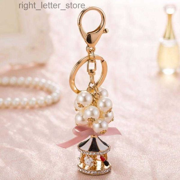 Portachiavi Portachiavi Portachiavi Portachiavi carino Stringa di perle Giostra Chiave Gioielli Accessori regalo Llaveros Para Mujer Drop Ship Miri22 240303