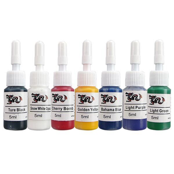 Tinten, 7 Farben, professionell, 5 ml, Tattoo-Tintenpigmente, Schönheitsfarben für Körperkunst, Make-up, Tattoo-Pigment-Übungsset, Tattoo-Tinten