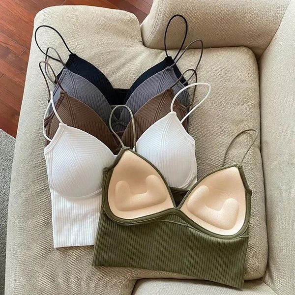 Canotte Canotte Scollo a V Slim Stretch Top corto Fit Bretelle per ombelico Push Reggiseno a tubo sexy da donna Petto corto Top Up Babes con canotta