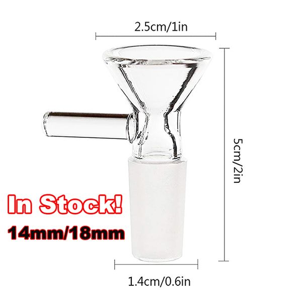 Grado A 14 mm da 18 mm Ciotola di vetro maschio Clear Clear per il giardino bong con impianto di fumatore Scivolo ciotola per tubo d'acqua HK brodo all'ingrosso