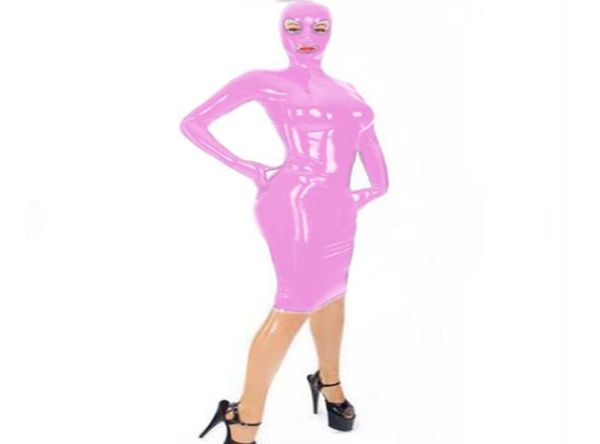 Vestidos casuais mulheres sexy molhado olhar látex pvc com capuz mini vestido festa mostrar traje de halloween sissy clubwear manga longa 7xl6957715