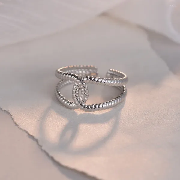 Кольца кластера из нержавеющей стали для женщин, серебряного цвета, переплетенные ювелирные изделия, панк-хиппи, женское обручальное, свадебное, мужское открытое кольцо