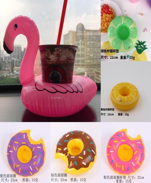 Flamingo inflável bebidas suporte de copo piscina banheira dos desenhos animados flutua montanha-russa brinquedos donuts frutas balão água bola 4876631