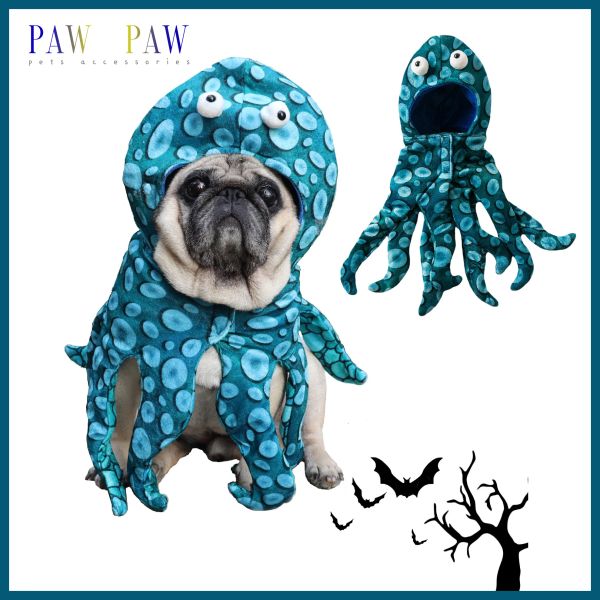 Hoodies 2023 novo, trajes engraçados de cosplay de polvo para cães e gatos, trajes de halloween para filhote de cachorro, dramatização, desempenho com capuz