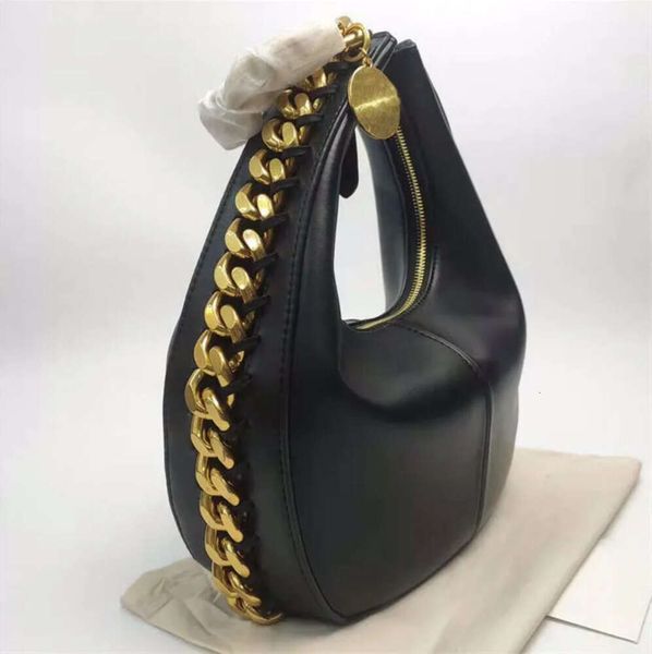 Sacos de desenhista Stella Mccartney Frayme Médio Zipado Bolsa De Ombro Pequena Senhora Hobo Sacos Com Bolsa De Luxo Designer Preto Medalha De Ouro Bolsa S3DG3